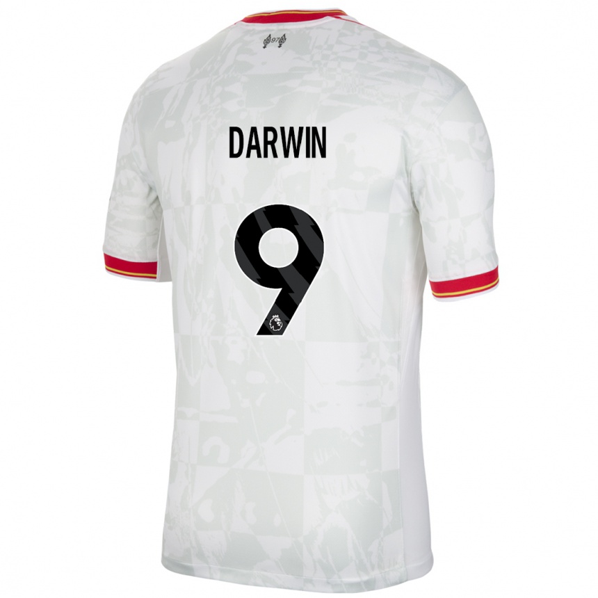 Kids Football Darwin Nunez #9 White Red Black Third Jersey 2024/25 T-Shirt Uk