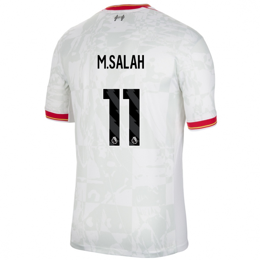 Kids Football Mohamed Salah #11 White Red Black Third Jersey 2024/25 T-Shirt Uk