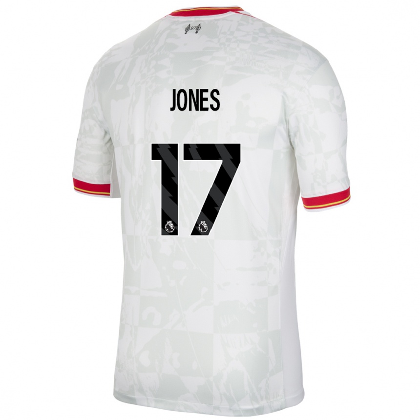 Kids Football Curtis Jones #17 White Red Black Third Jersey 2024/25 T-Shirt Uk