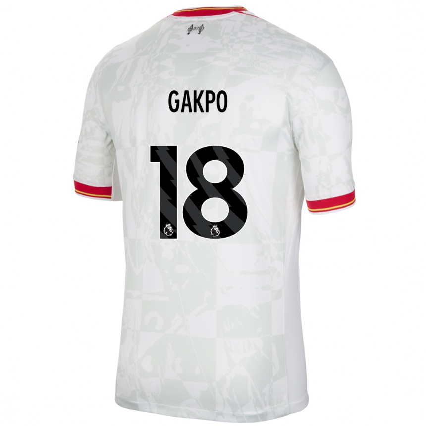 Kids Football Cody Gakpo #18 White Red Black Third Jersey 2024/25 T-Shirt Uk