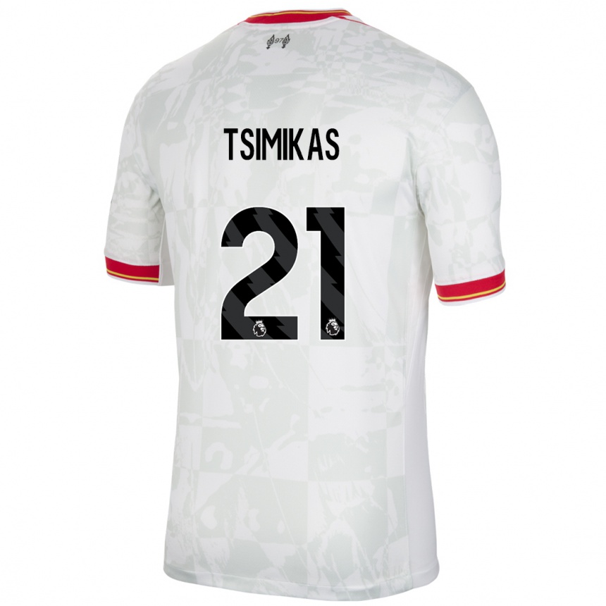 Kids Football Konstantinos Tsimikas #21 White Red Black Third Jersey 2024/25 T-Shirt Uk