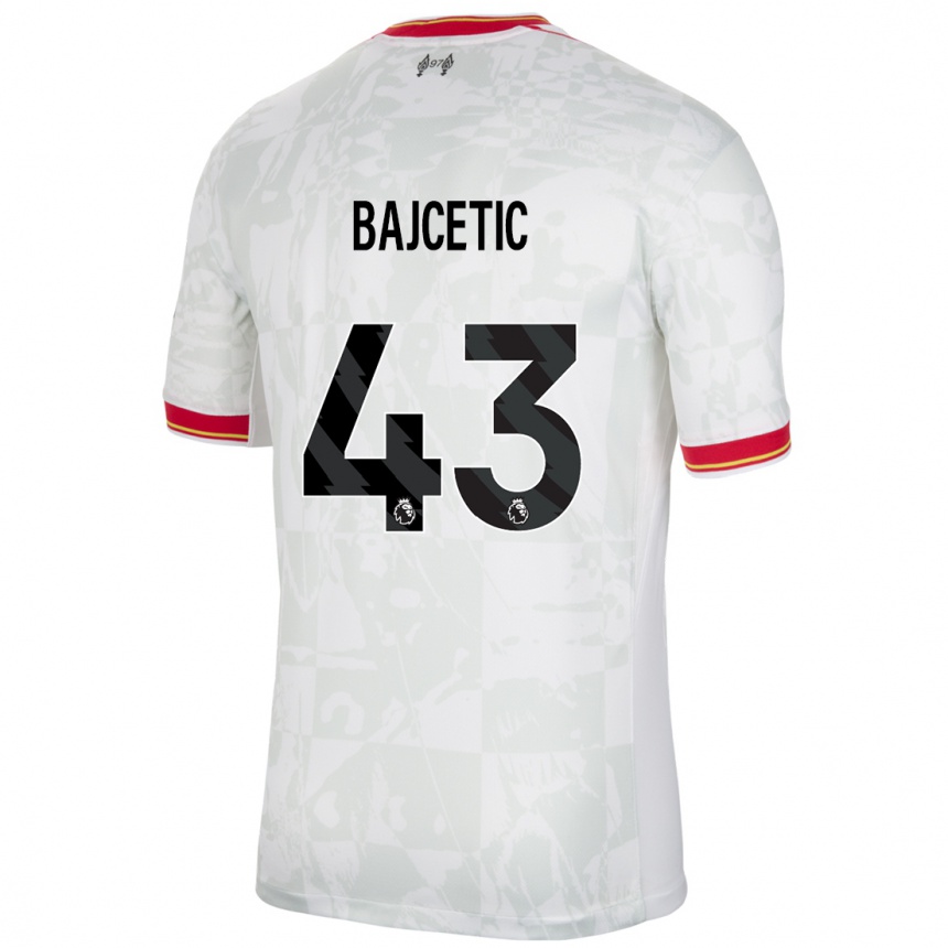 Kids Football Stefan Bajcetic #43 White Red Black Third Jersey 2024/25 T-Shirt Uk