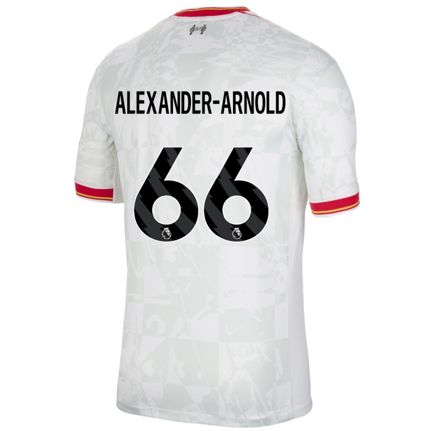 Kids Football Trent Alexander-Arnold #66 White Red Black Third Jersey 2024/25 T-Shirt Uk