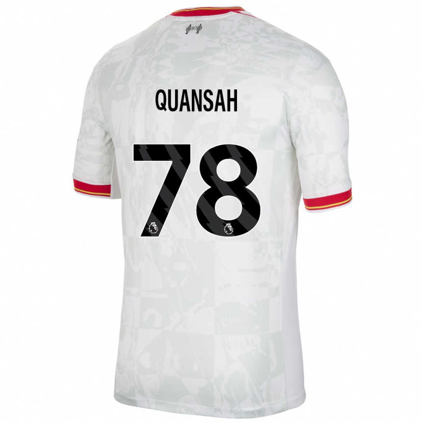 Kids Football Jarell Quansah #78 White Red Black Third Jersey 2024/25 T-Shirt Uk