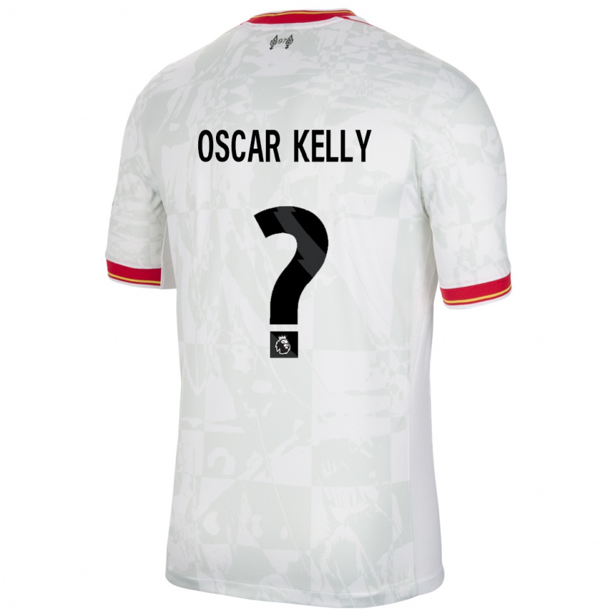 Kids Football Oscar Kelly #0 White Red Black Third Jersey 2024/25 T-Shirt Uk