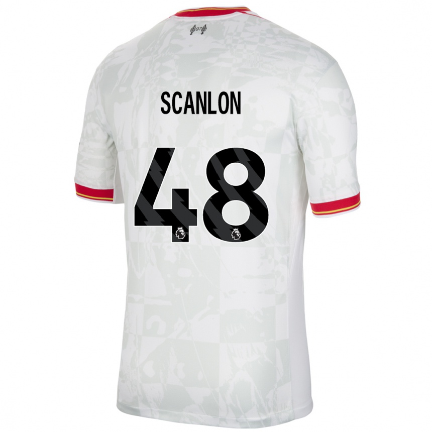 Kids Football Calum Scanlon #48 White Red Black Third Jersey 2024/25 T-Shirt Uk