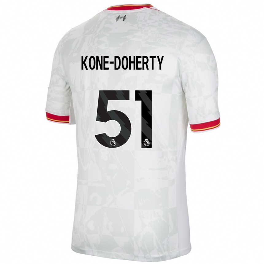 Kids Football Trent Kone-Doherty #51 White Red Black Third Jersey 2024/25 T-Shirt Uk