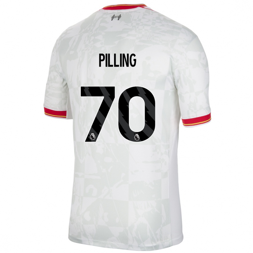 Kids Football Tommy Pilling #70 White Red Black Third Jersey 2024/25 T-Shirt Uk