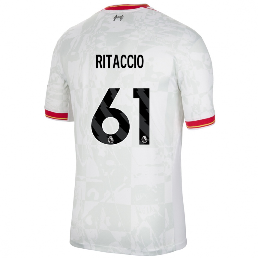 Kids Football Matteo Ritaccio #61 White Red Black Third Jersey 2024/25 T-Shirt Uk