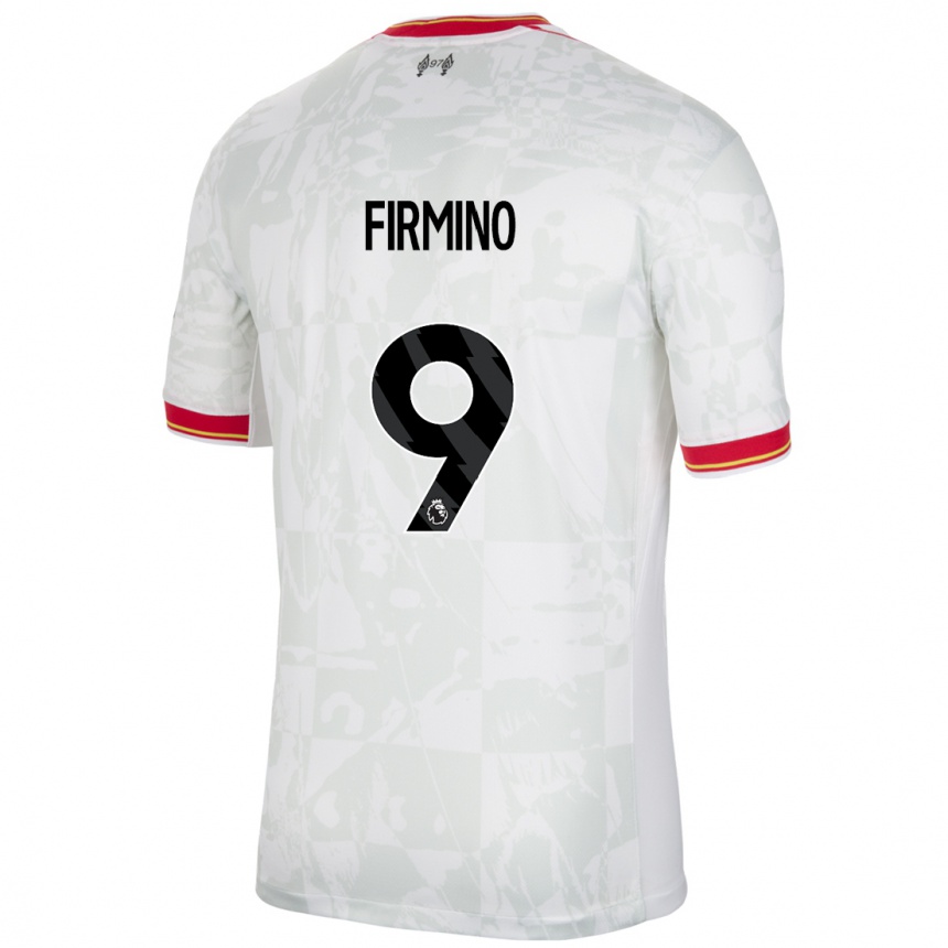 Kids Football Roberto Firmino #9 White Red Black Third Jersey 2024/25 T-Shirt Uk