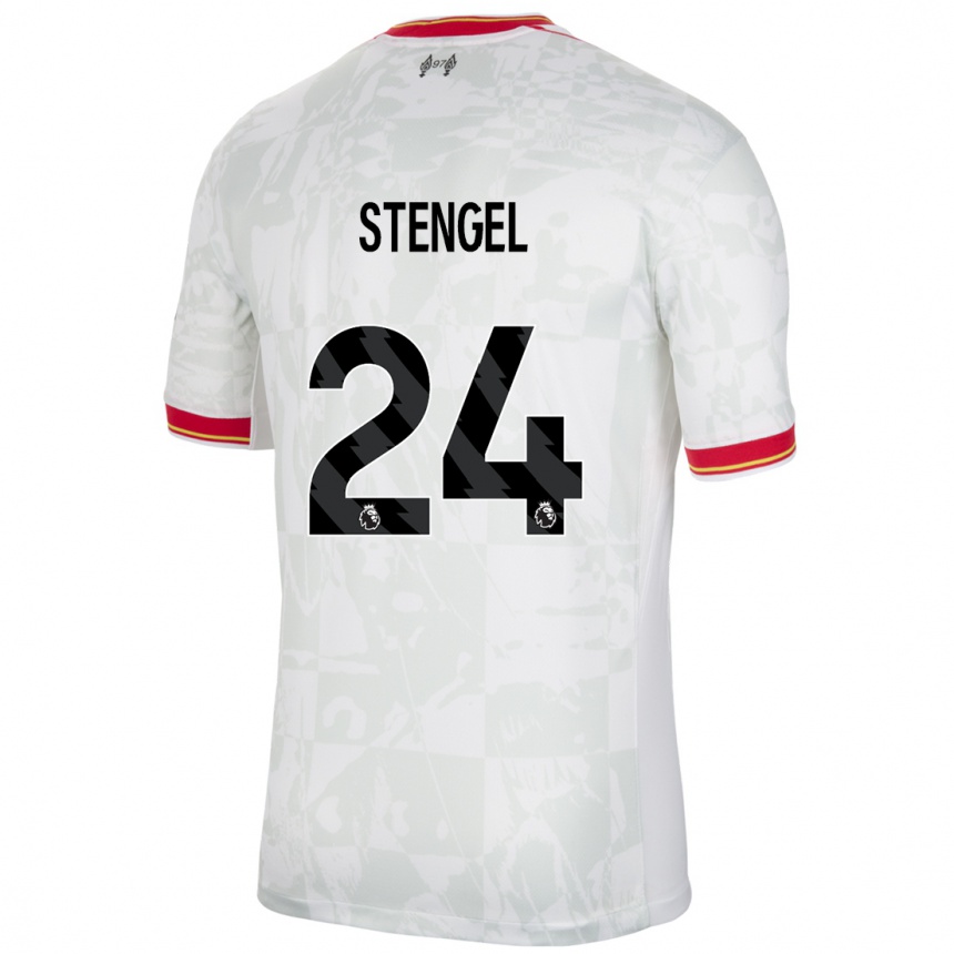 Kids Football Katie Stengel #24 White Red Black Third Jersey 2024/25 T-Shirt Uk