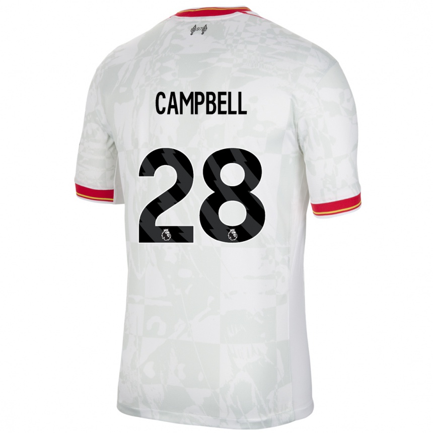 Kids Football Megan Campbell #28 White Red Black Third Jersey 2024/25 T-Shirt Uk