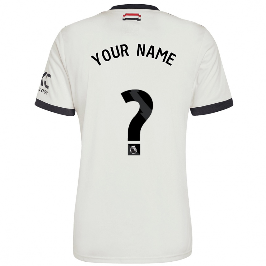 Kids Football Your Name #0 Off White Third Jersey 2024/25 T-Shirt Uk