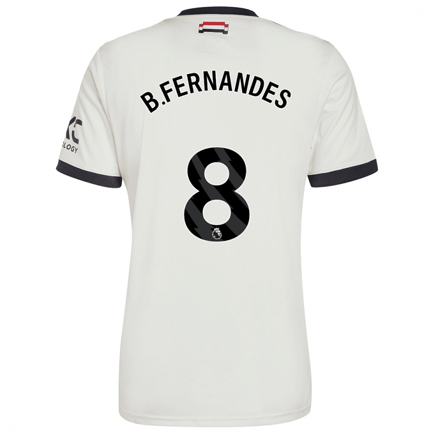 Kids Football Bruno Fernandes #8 Off White Third Jersey 2024/25 T-Shirt Uk