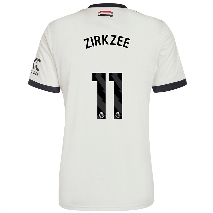 Kids Football Joshua Zirkzee #11 Off White Third Jersey 2024/25 T-Shirt Uk