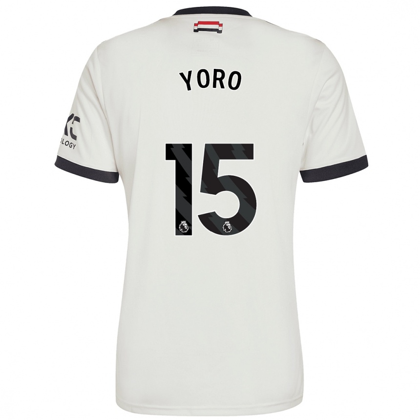 Kids Football Leny Yoro #15 Off White Third Jersey 2024/25 T-Shirt Uk