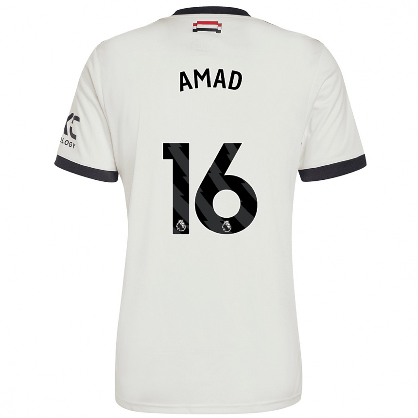 Kids Football Amad Diallo #16 Off White Third Jersey 2024/25 T-Shirt Uk