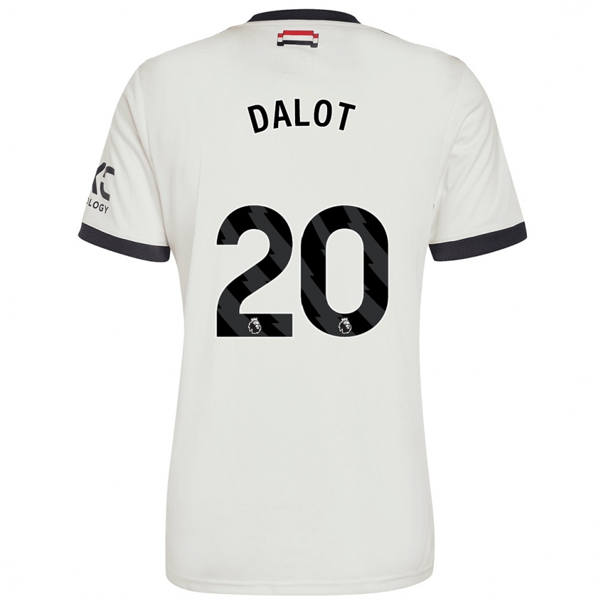 Kids Football Diogo Dalot #20 Off White Third Jersey 2024/25 T-Shirt Uk