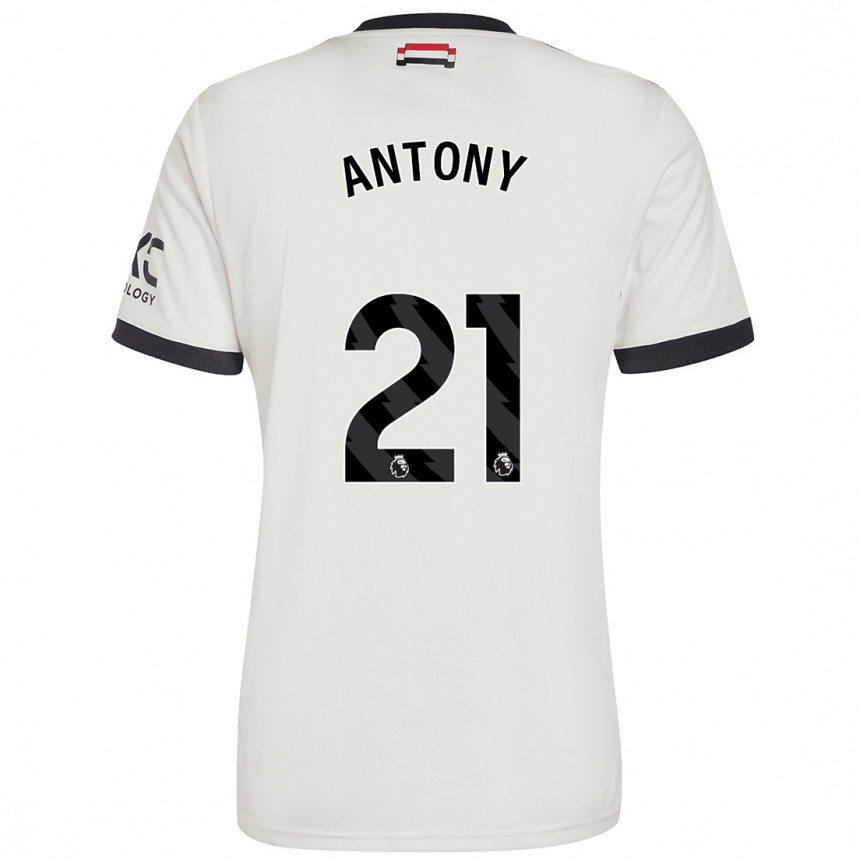 Kids Football Antony #21 Off White Third Jersey 2024/25 T-Shirt Uk