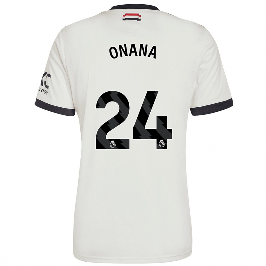 Kids Football André Onana #24 Off White Third Jersey 2024/25 T-Shirt Uk