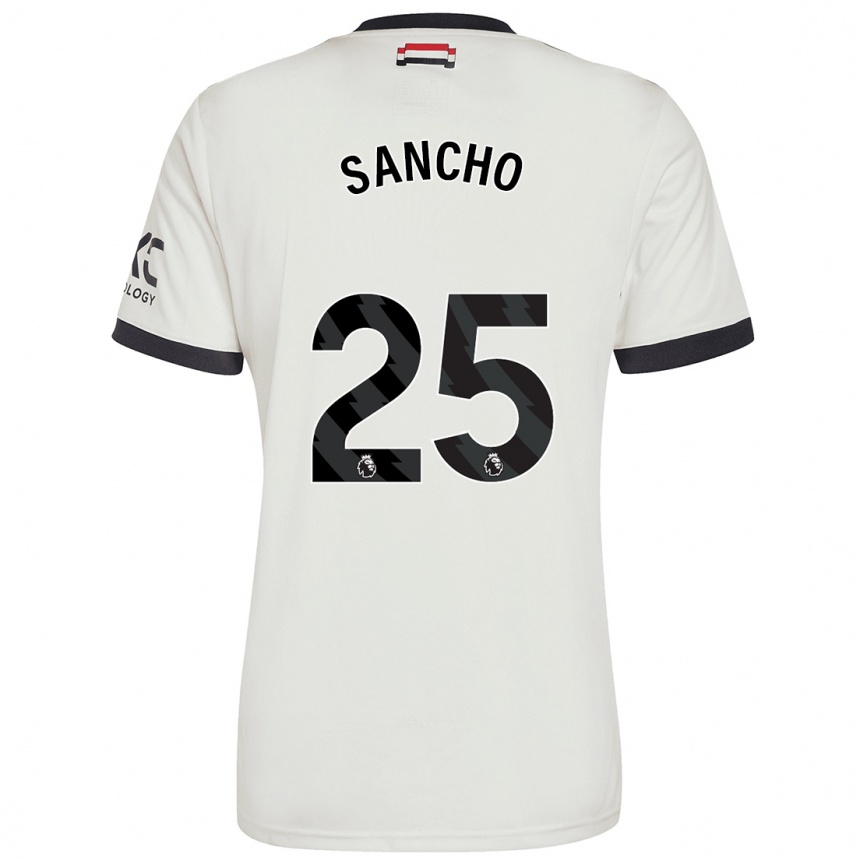 Kids Football Jadon Sancho #25 Off White Third Jersey 2024/25 T-Shirt Uk