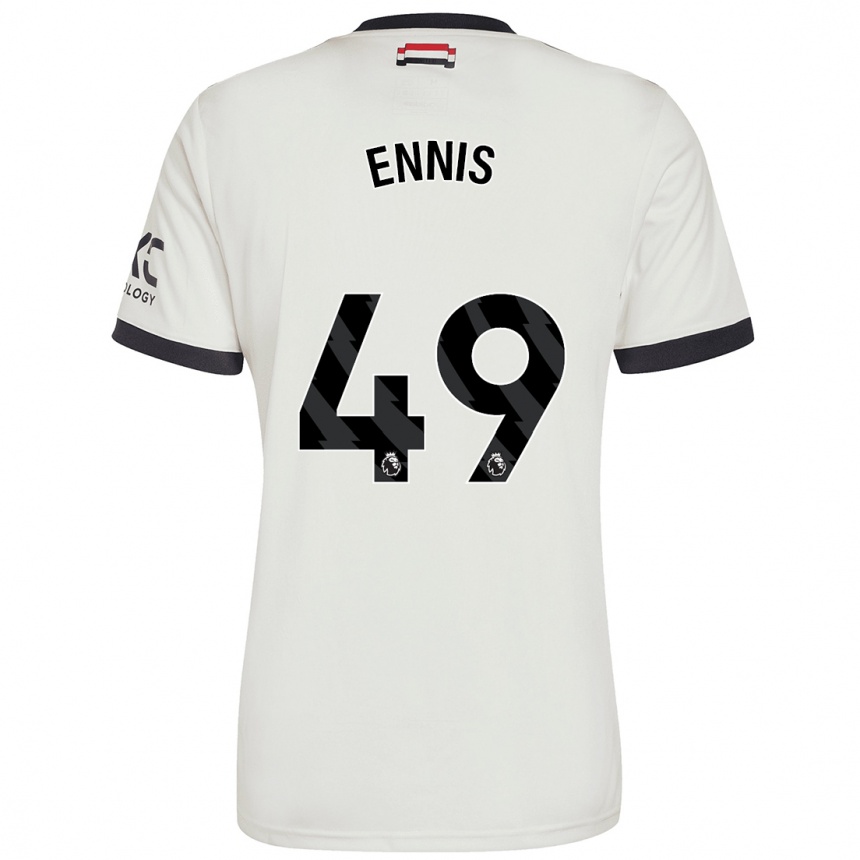 Kids Football Ethan Ennis #49 Off White Third Jersey 2024/25 T-Shirt Uk