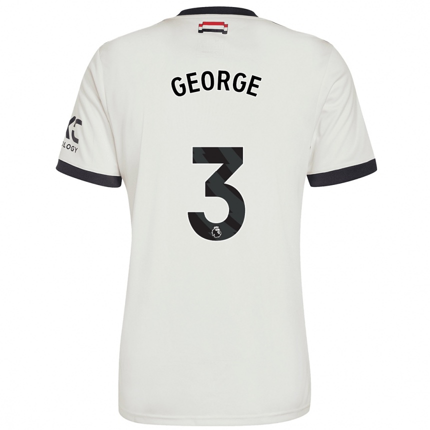 Kids Football Gabby George #3 Off White Third Jersey 2024/25 T-Shirt Uk