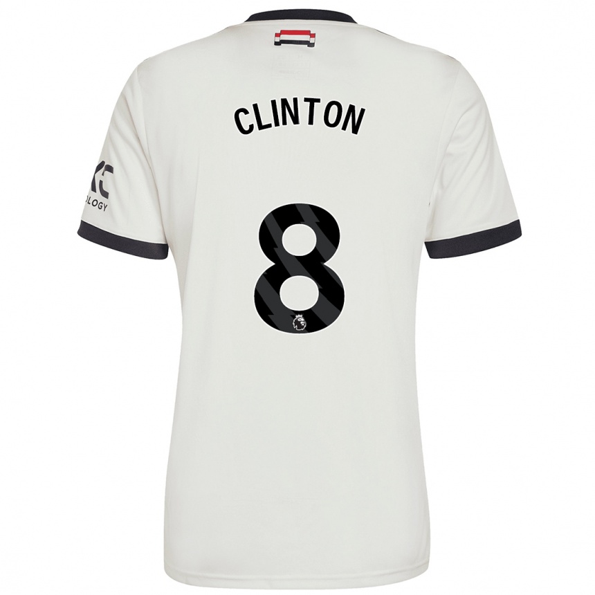 Kids Football Grace Clinton #8 Off White Third Jersey 2024/25 T-Shirt Uk