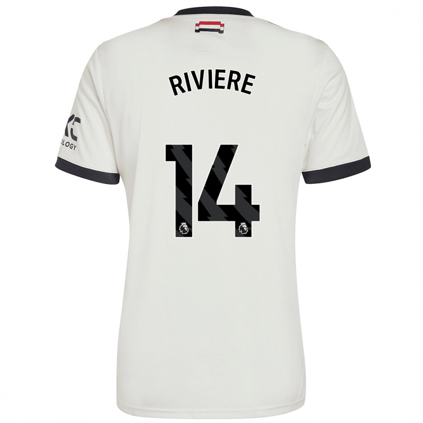 Kids Football Jayde Riviere #14 Off White Third Jersey 2024/25 T-Shirt Uk