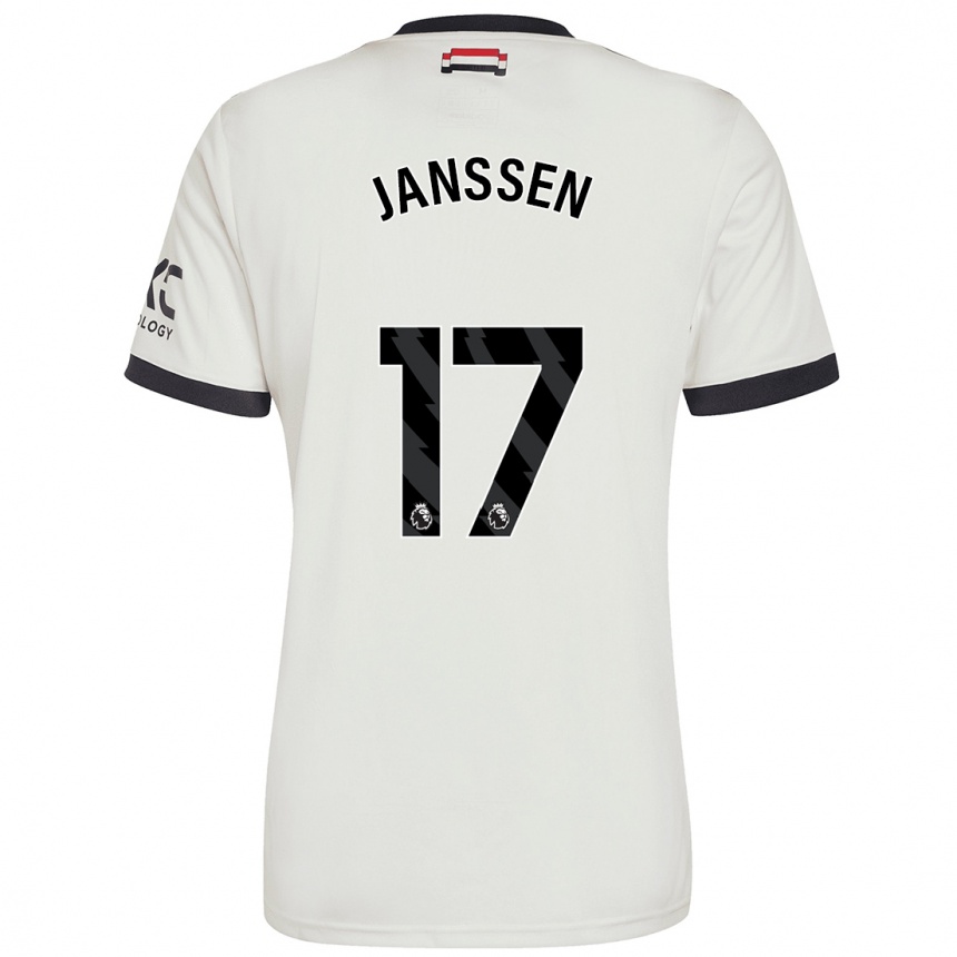 Kids Football Dominique Janssen #17 Off White Third Jersey 2024/25 T-Shirt Uk