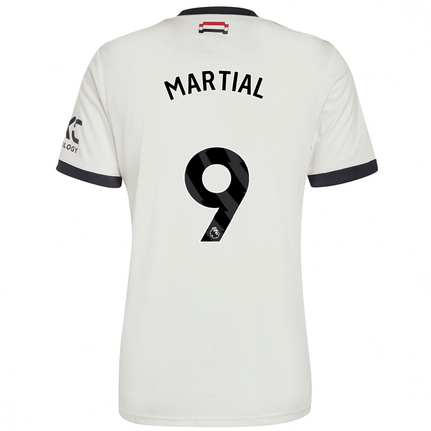 Kids Football Anthony Martial #9 Off White Third Jersey 2024/25 T-Shirt Uk