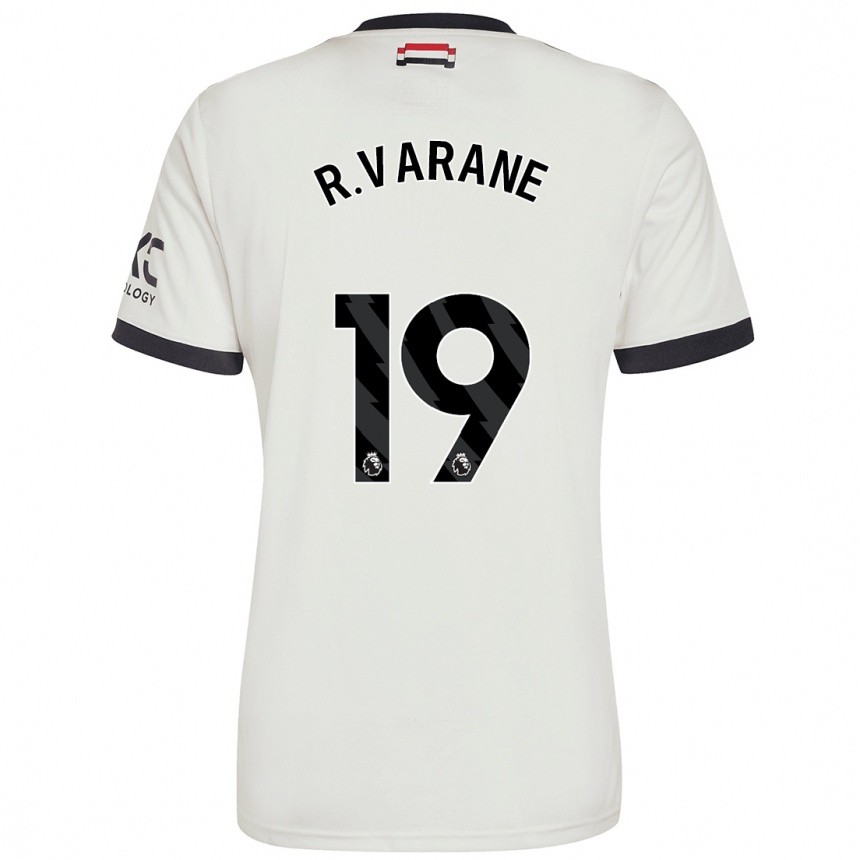 Kids Football Raphael Varane #19 Off White Third Jersey 2024/25 T-Shirt Uk