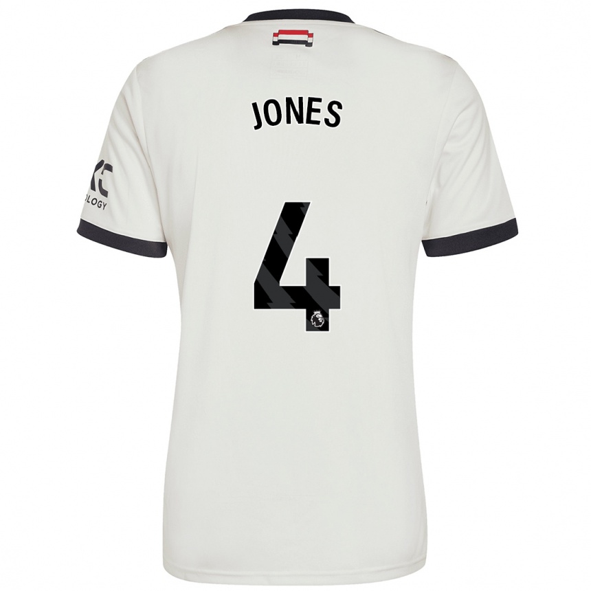 Kids Football Phil Jones #4 Off White Third Jersey 2024/25 T-Shirt Uk