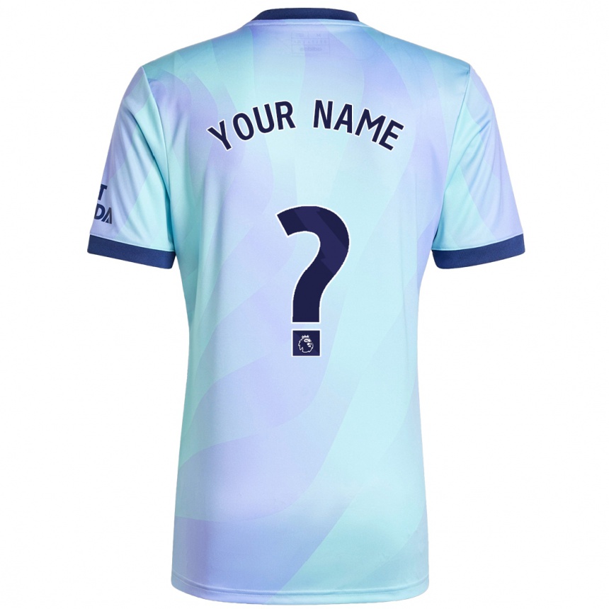 Kids Football Your Name #0 Aqua Third Jersey 2024/25 T-Shirt Uk