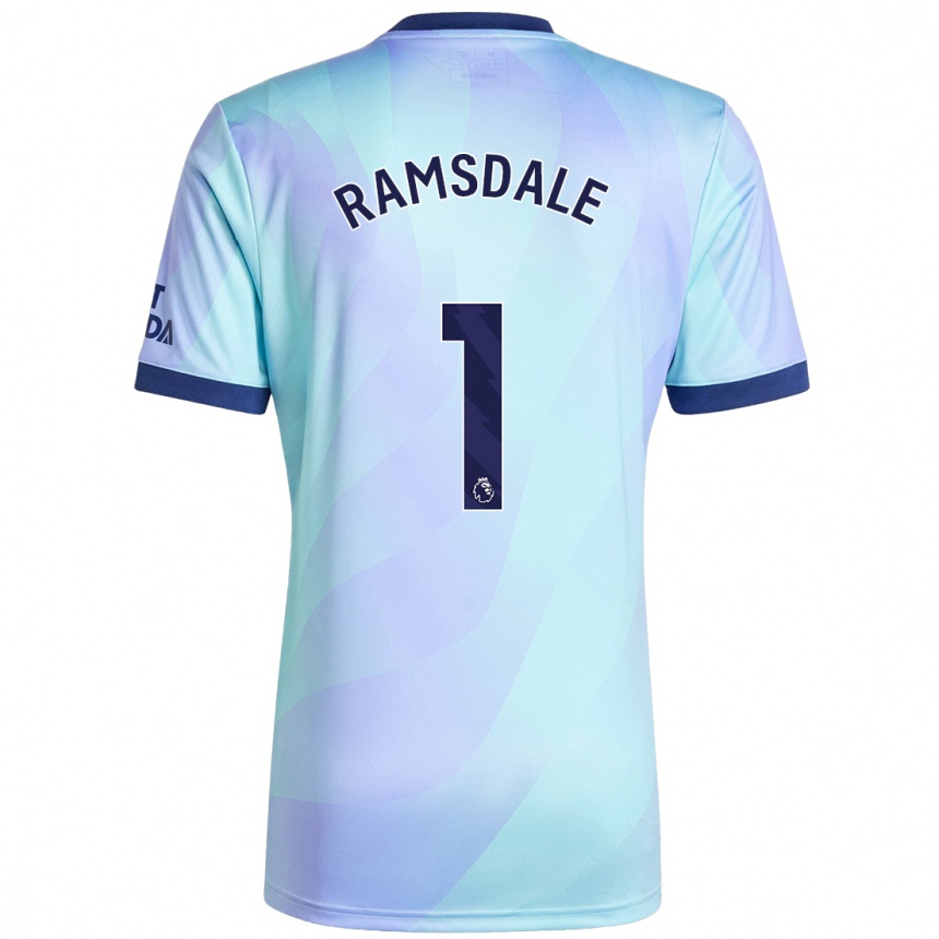 Kids Football Aaron Ramsdale #1 Aqua Third Jersey 2024/25 T-Shirt Uk