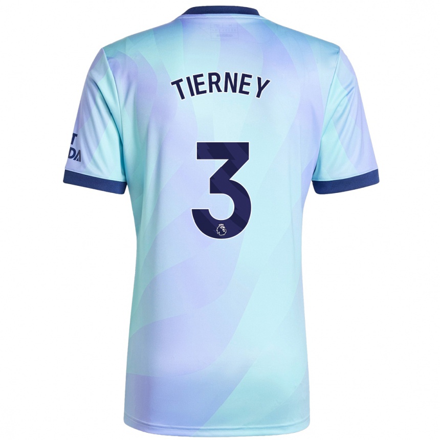 Kids Football Kieran Tierney #3 Aqua Third Jersey 2024/25 T-Shirt Uk