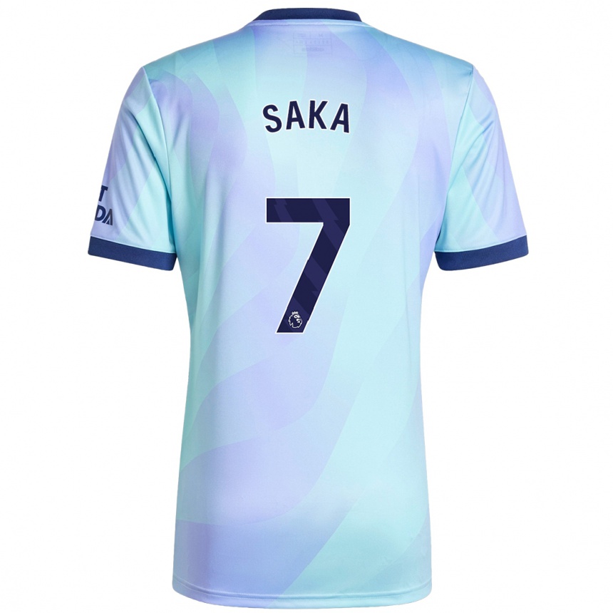 Kids Football Bukayo Saka #7 Aqua Third Jersey 2024/25 T-Shirt Uk