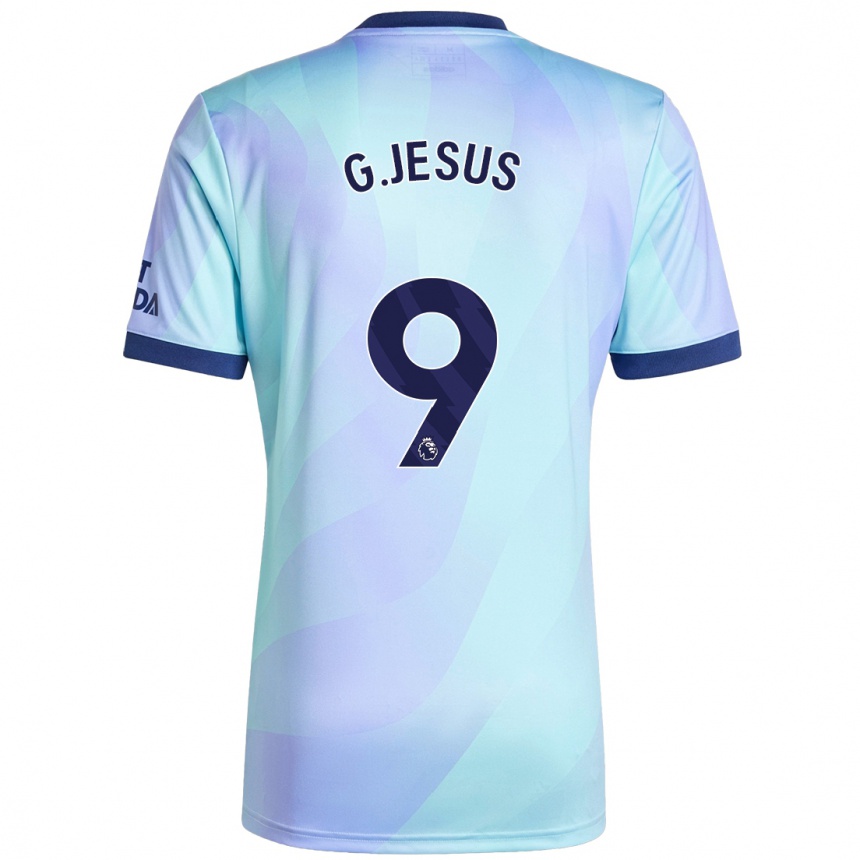 Kids Football Gabriel Jesus #9 Aqua Third Jersey 2024/25 T-Shirt Uk