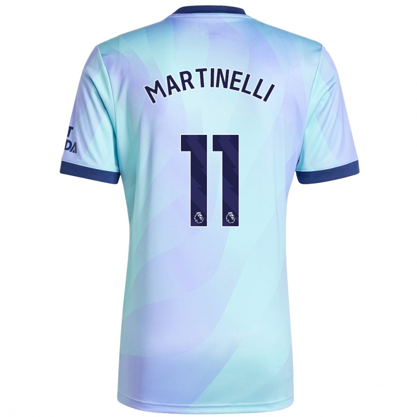 Kids Football Gabriel Martinelli #11 Aqua Third Jersey 2024/25 T-Shirt Uk