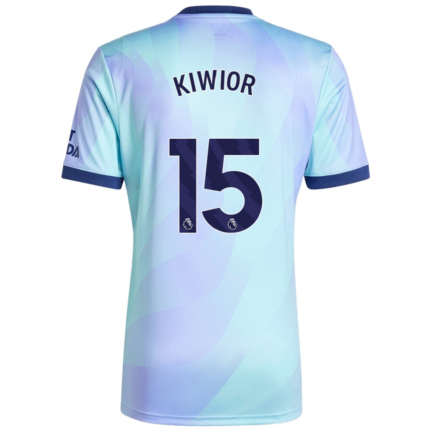 Kids Football Jakub Kiwior #15 Aqua Third Jersey 2024/25 T-Shirt Uk