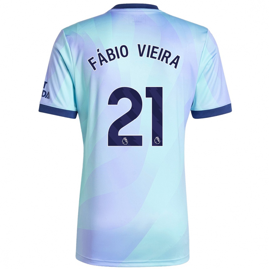 Kids Football Fabio Vieira #21 Aqua Third Jersey 2024/25 T-Shirt Uk