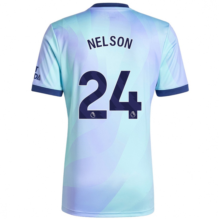 Kids Football Reiss Nelson #24 Aqua Third Jersey 2024/25 T-Shirt Uk