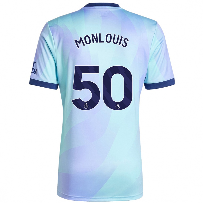 Kids Football Zane Monlouis #50 Aqua Third Jersey 2024/25 T-Shirt Uk