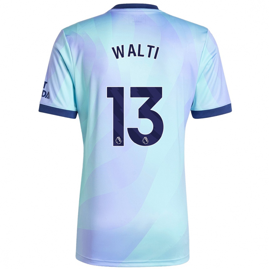 Kids Football Lia Walti #13 Aqua Third Jersey 2024/25 T-Shirt Uk