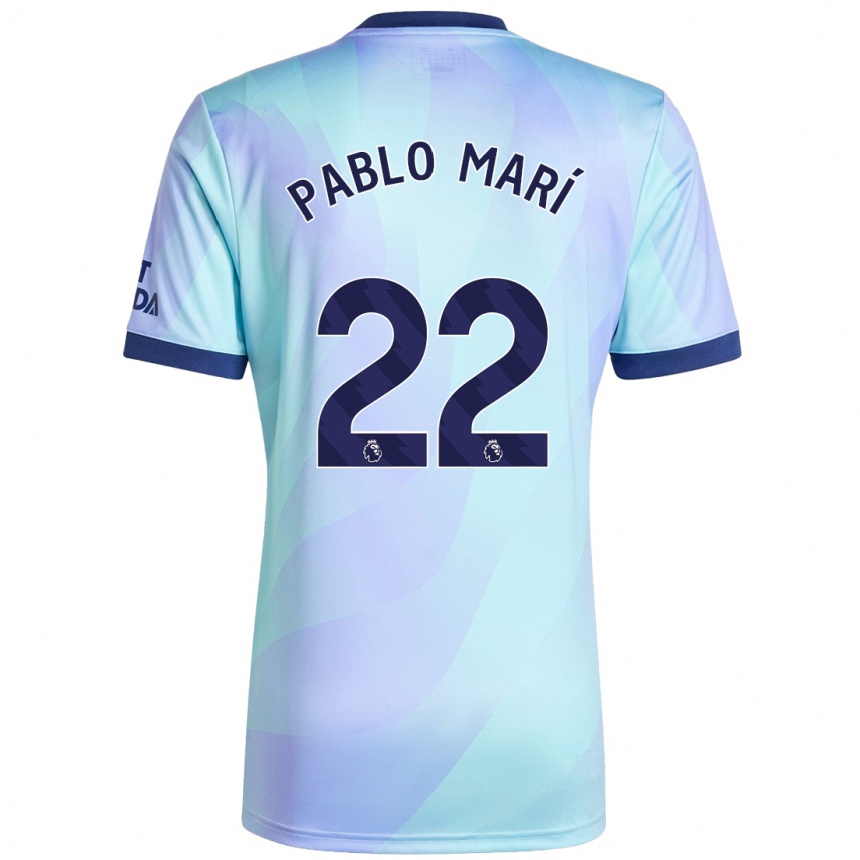 Kids Football Pablo Mari #22 Aqua Third Jersey 2024/25 T-Shirt Uk