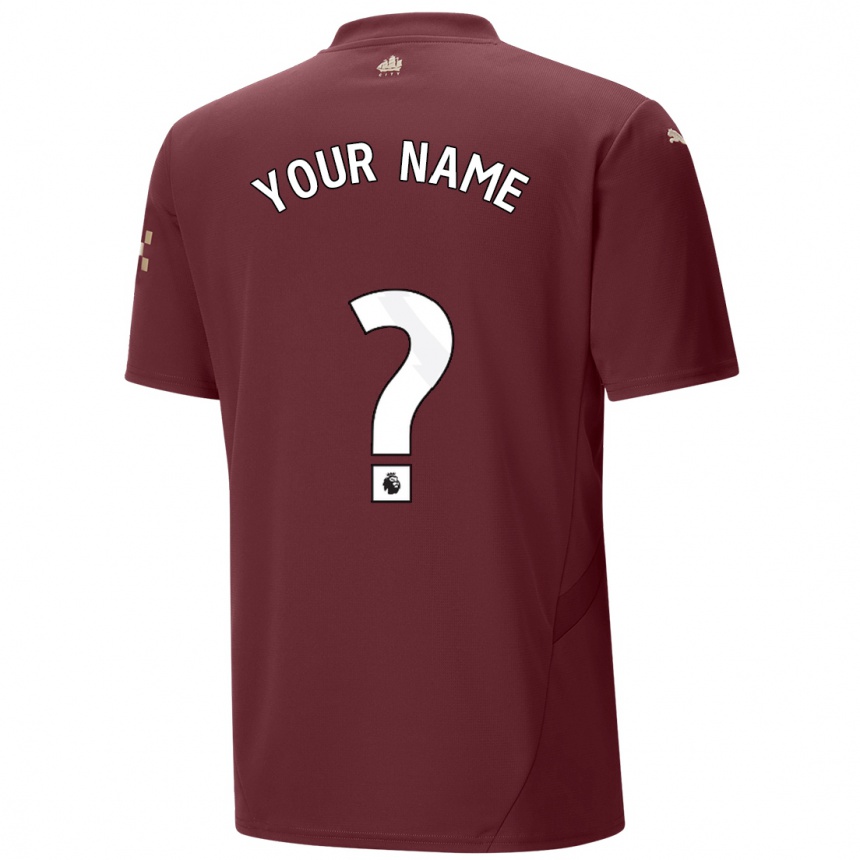 Kids Football Your Name #0 Maroon Third Jersey 2024/25 T-Shirt Uk