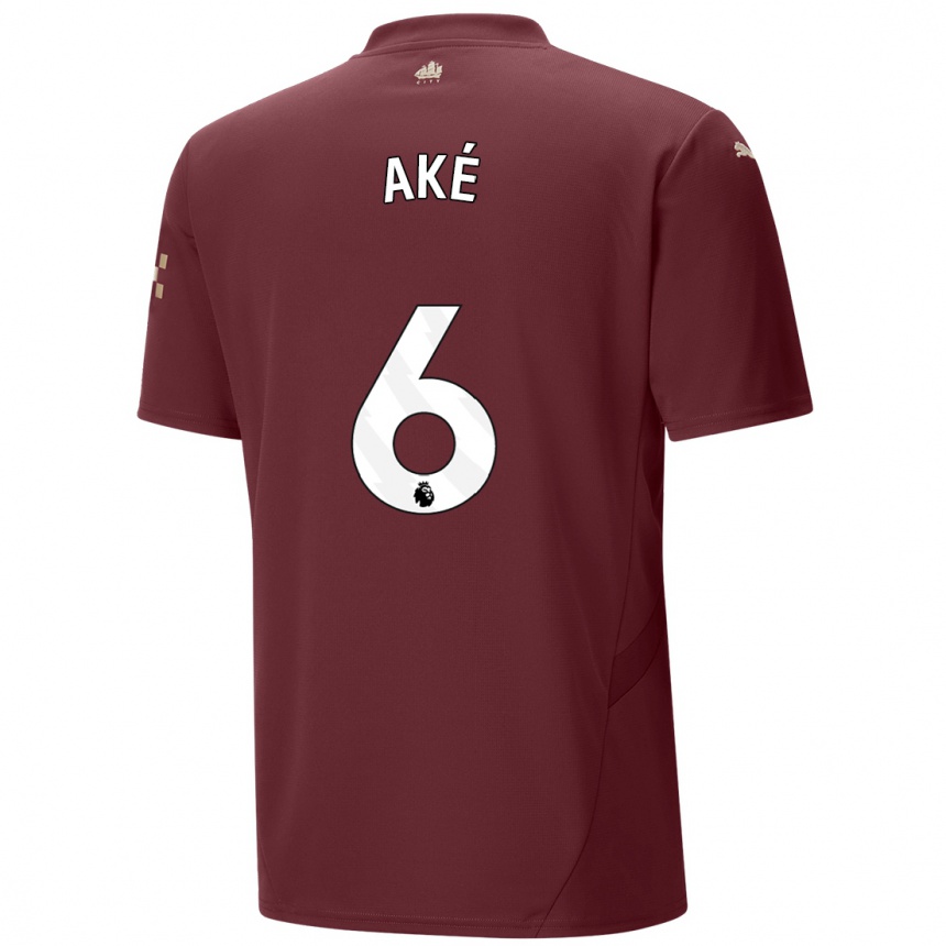 Kids Football Nathan Ake #6 Maroon Third Jersey 2024/25 T-Shirt Uk