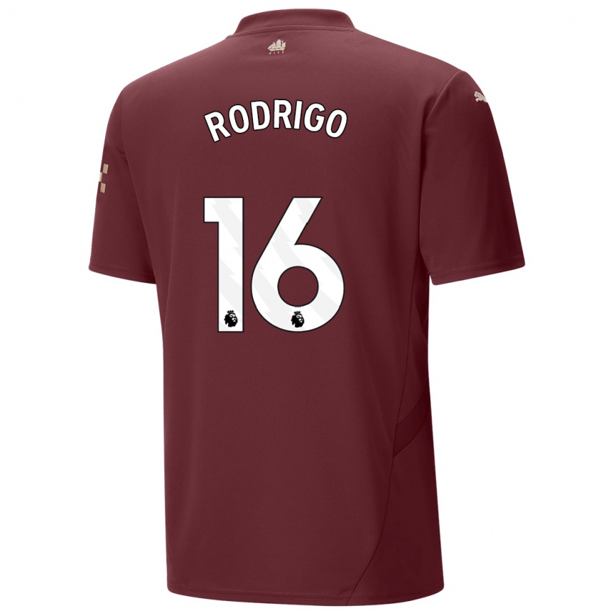 Kids Football Rodrigo Hernandez #16 Maroon Third Jersey 2024/25 T-Shirt Uk