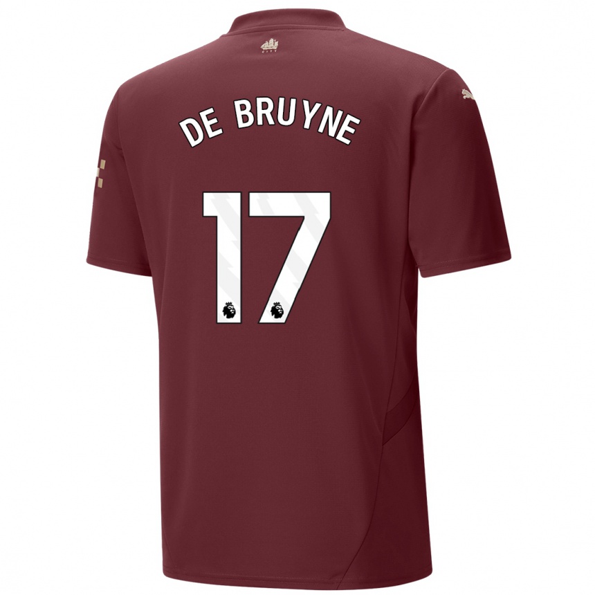 Kids Football Kevin De Bruyne #17 Maroon Third Jersey 2024/25 T-Shirt Uk