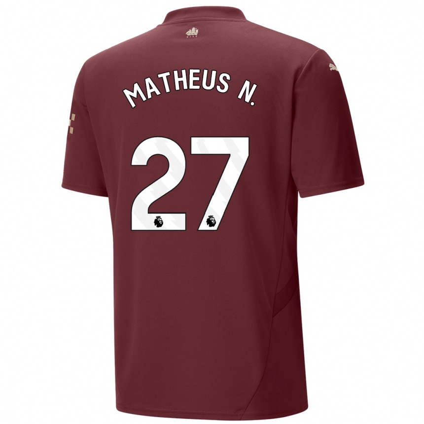 Kids Football Matheus Nunes #27 Maroon Third Jersey 2024/25 T-Shirt Uk